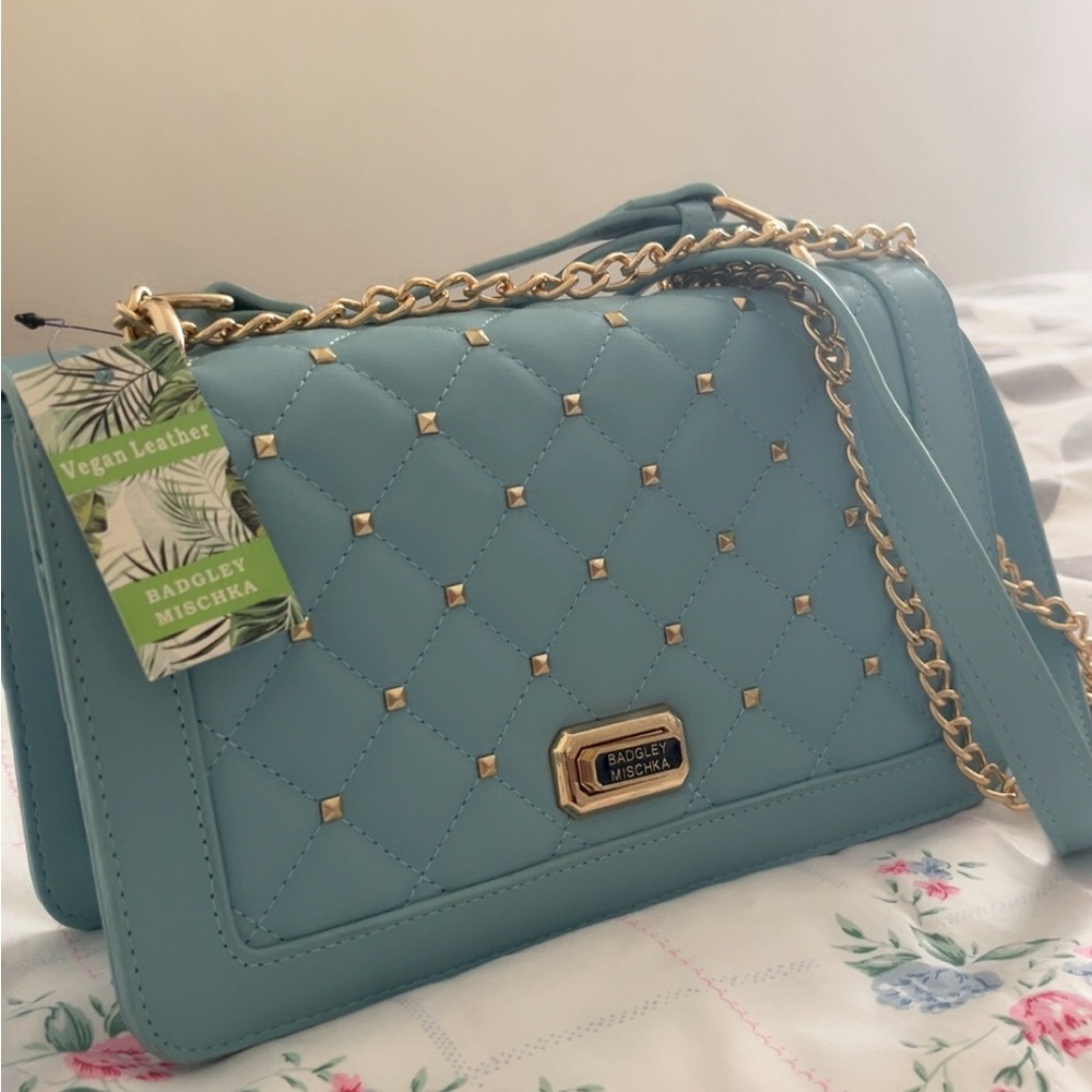 Badgley Mischka Teal Quilted Crossbody Bag